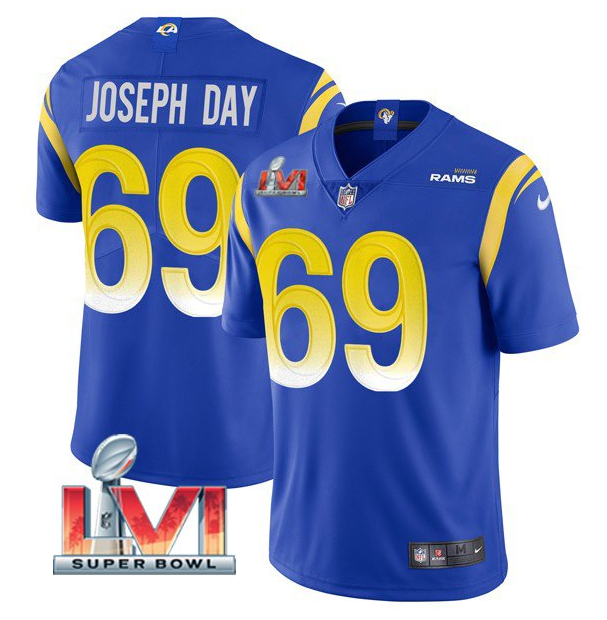 Men's Los Angeles Rams #69 Sebastian Joseph-Day 2022 Royal Super Bowl LVI Vapor Limited Stitched Jersey Men's Los Angeles Rams #69 Sebastian Joseph-Day 2022 Royal Super Bowl LVI Vapor Limited Stitched Jersey